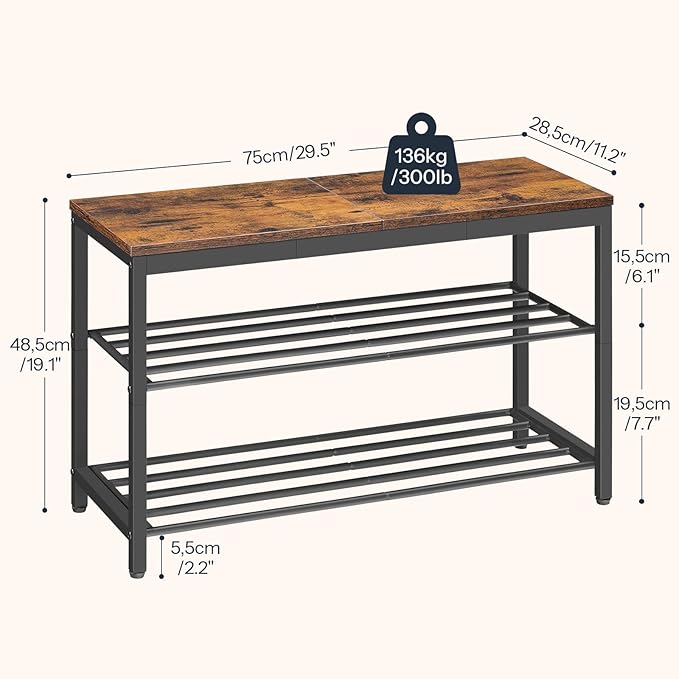 HOOBRO Shoe Storage Bench, 29.5" L Entryway Bench Organizer, 3-Tier Shoe Rack - Image 3