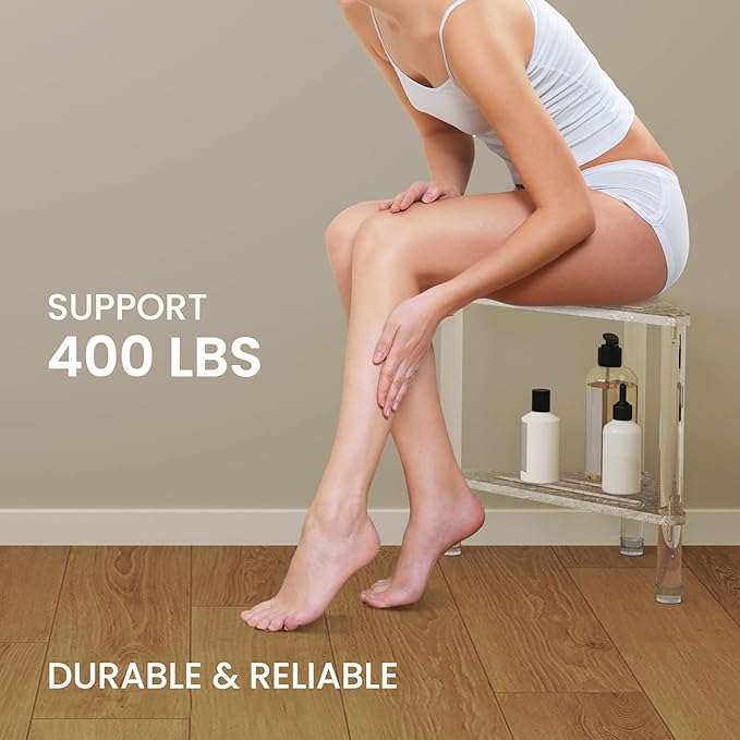 Acrylic Corner Shower Stool for Shaving Legs 11.42" D X 11.42" W X 14.37" H - Image 3