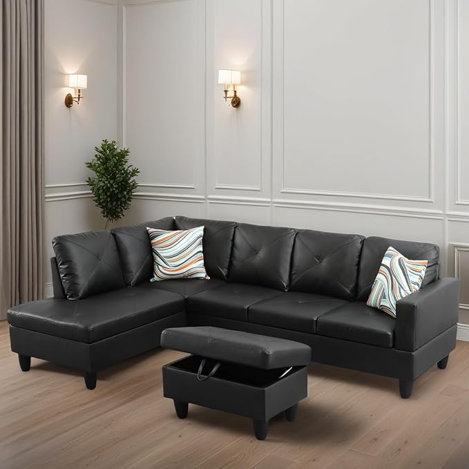 L Shaped Sectional Couches for Living Room, Modular 4 Seat Sofa - Image 4