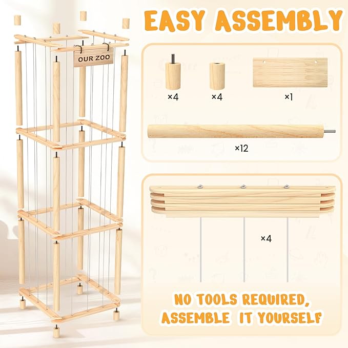 Stuffed Animal Storage & Organizer, Wooden Cute Zoo Toy Holder - Image 6