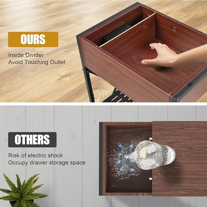 Narrow Side Table with Charging Station, End Table with 3 USB Ports and 2 AC - Image 5