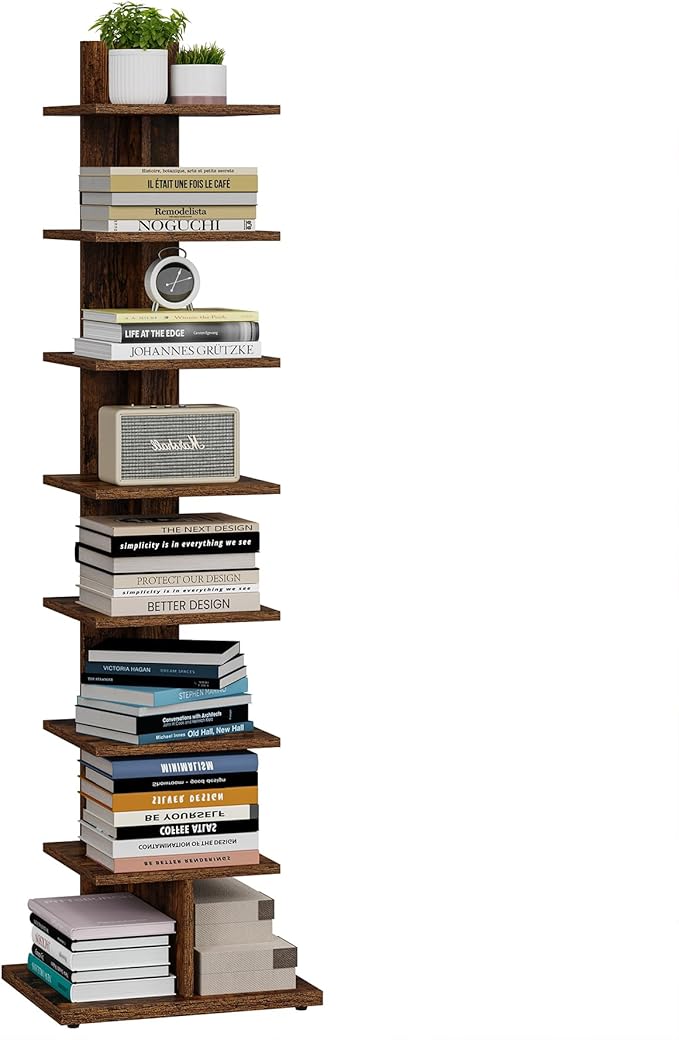 TUTOTAK Narrow Bookshelf, 8-Tier Bookcase, Spine Book Shelf - Image 9