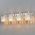 Modern Bathroom Vanity Light 4-Lights Brushed Nickel Vanity Light Crystal Wall by FDPBY