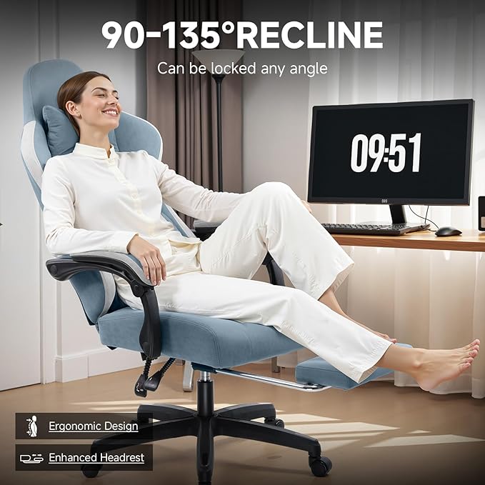 GTPLAYER Office Chair, Gaming Computer Desk Fabric Chair - Image 8