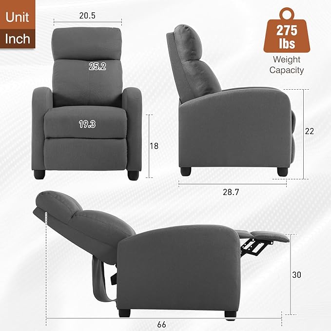 BestMassage | Recliner Chair | No Massage Function | Textile Grey | - Image 3