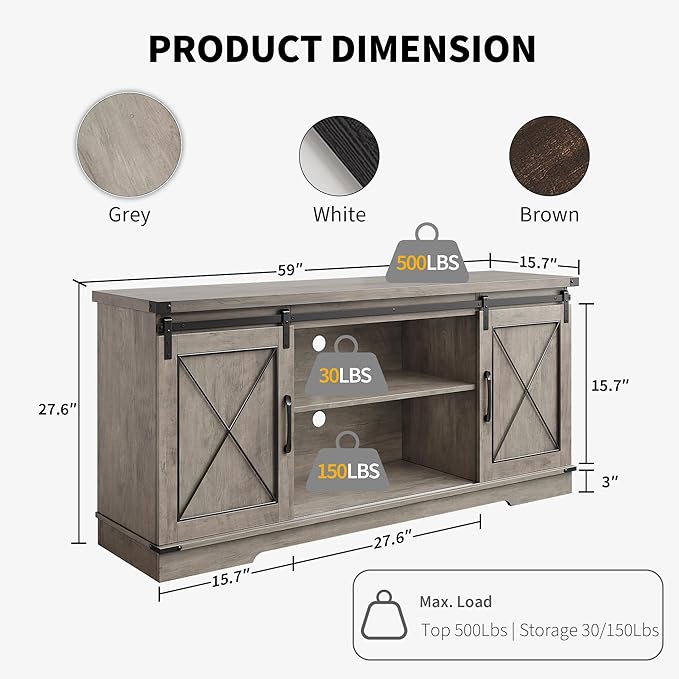 CABIHOME Farmhouse TV Stand and Entertainment Center - Image 2