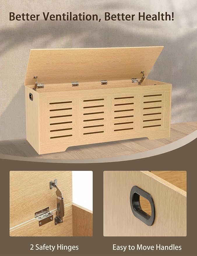 DINZI LVJ Storage Chest, 47.3”Wooden Storage Box - Image 3
