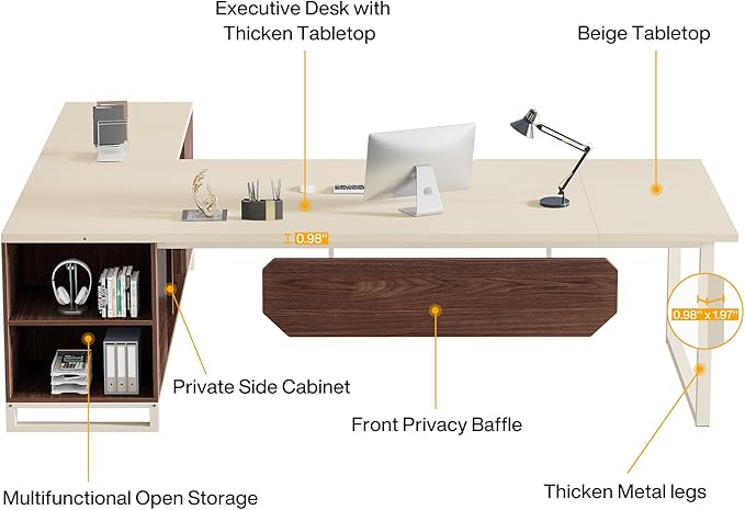Tribesigns 70.8" Executive Desk - Image 5