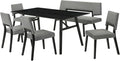 Armen Living Channell Mid Century Modern 6 Piece Black Wood Dining Table Set by ArmenLiving