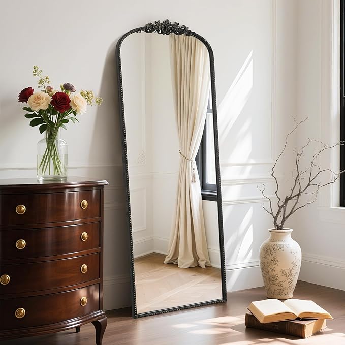 WallBeyond Arched Full Length Mirror Wall Mounted, 21x56 Inch Black Antique - Image 2