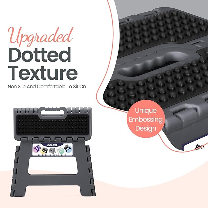 Delxo Folding Step Stool 9 Inch, Non-Slip Foldable Stools Up to 300 LBS - Image 7