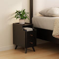 Small Nightstand with Drawers, Solid Wood Bedside Table, Narrow Walnut by AQIMUELE-Solidwoodfurniture