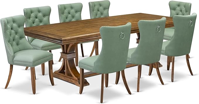 NEDA9-AWA-22 9-Piece Modern Dining Table Set Consists of a Kitchen Table and 8 - Image 2