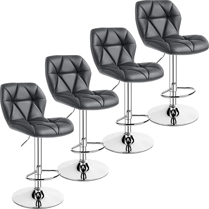 Yaheetech Bar Stools Set of 4, Adjustable PU Leather Swivel Barstools, Modern by Yaheetech