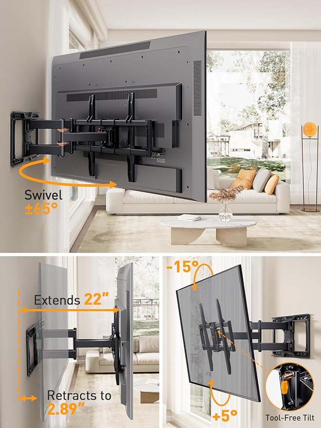 Perlegear UL-Listed Full Motion TV Wall Mount - Image 3