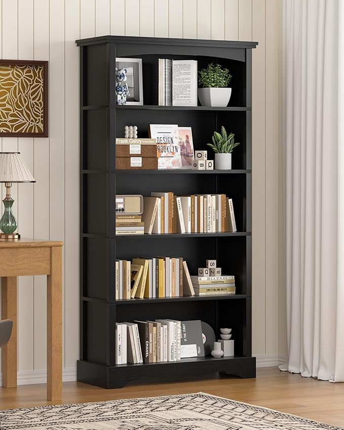 TVU 5-Tier Wooden Bookshelf, 65 Inch Tall Bookshelf - Image 8