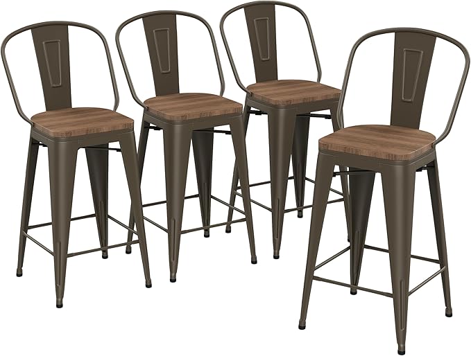 Yongqiang 26 inch Bar Stools Set of 4 Kitchen Counter Height Bar Chairs High by lightupyourlife
