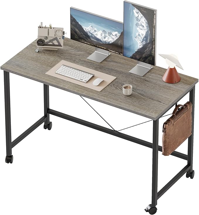 Rolling Computer Desk with Wheels, Gaming Desk by MERICONIA