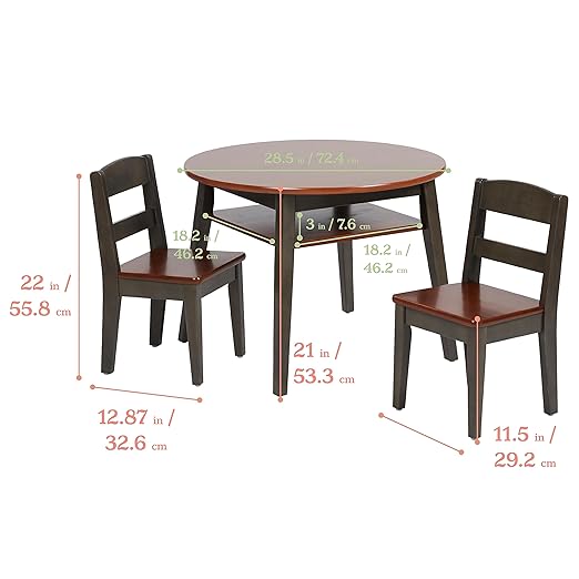 ECR4Kids Hideaway Table and Chair Set, Kids Furniture, Dark Walnut/Grey Wash - Image 2
