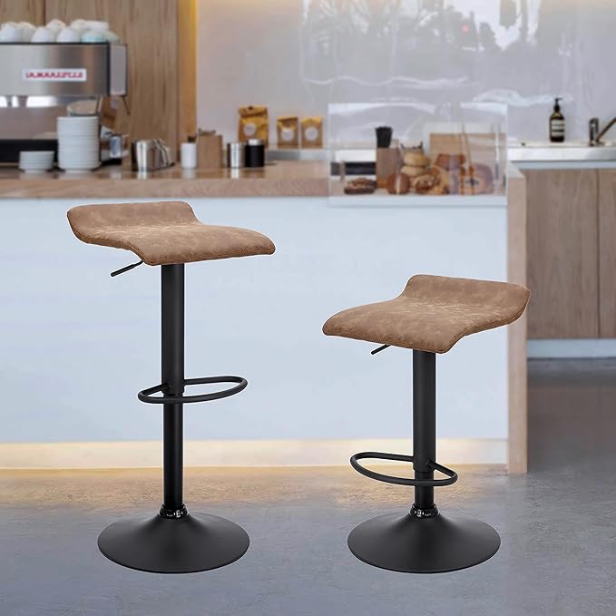 Finnhomy Set of 2 Adjustable Bar Stools, Swivel Barstools - Image 2