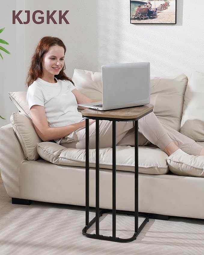 C Shaped End Table, 27 Inches High Small Side Table - Image 2