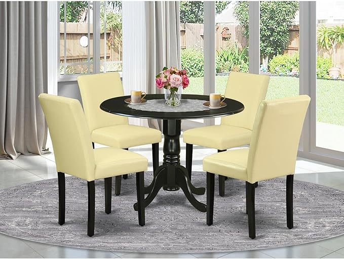 East West Furniture DLAB5-BLK-73 5 Piece Dining Table Set - Image 6