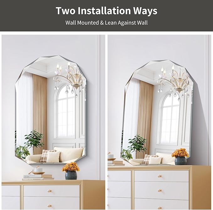 KOCUUY 24"x36" Frameless Mirror, Arched Shape - Image 5