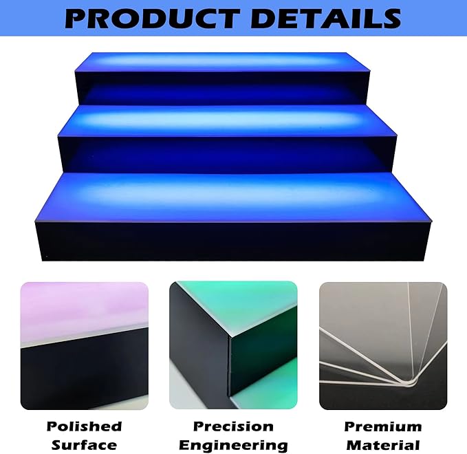 Royxen LED Lighted Liquor Bottle Shelf 3 Tier, 16 Inch Bar Shelf - Image 4
