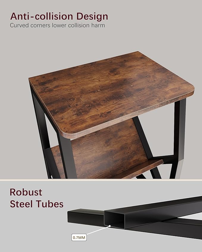 ALISENED Side Table, 3 Tier Narrow End Table - Image 4