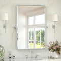 Keonjinn 24 x 36 in Silver Pivot Mirror, Satin Nickel Beveled Tilt Mirror by Keonjinn