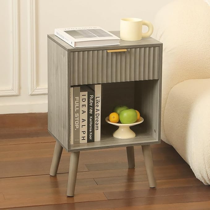 Mid Century Modern Nightstand, Wood Bedside Table by Fultyle