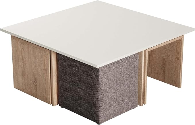 Manhattan Comfort Haley Mid Century Modern Coffee Table & Ottoman Set - Image 6