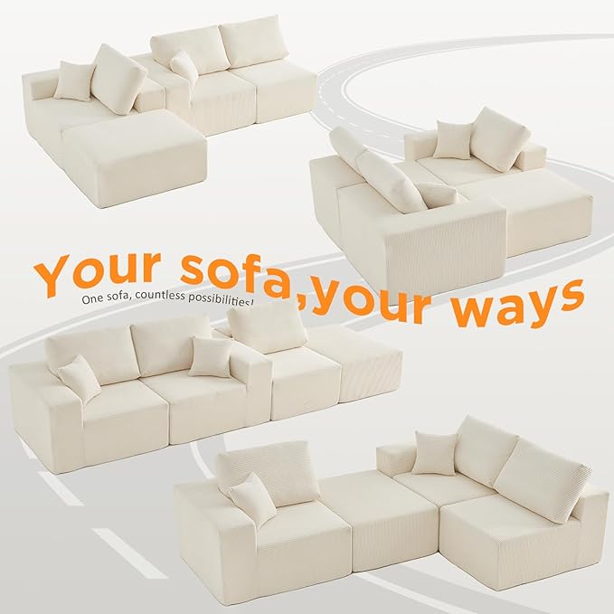 INGEROOM 108" Cloud Sectional Couch, Modular Sectional Sofa - Image 8