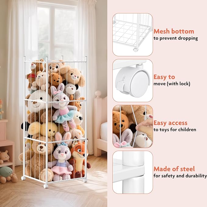 GoKEDA Stuffed Animal Storage, Extra Large Metal Stuffed Animals Storage Tower - Image 3