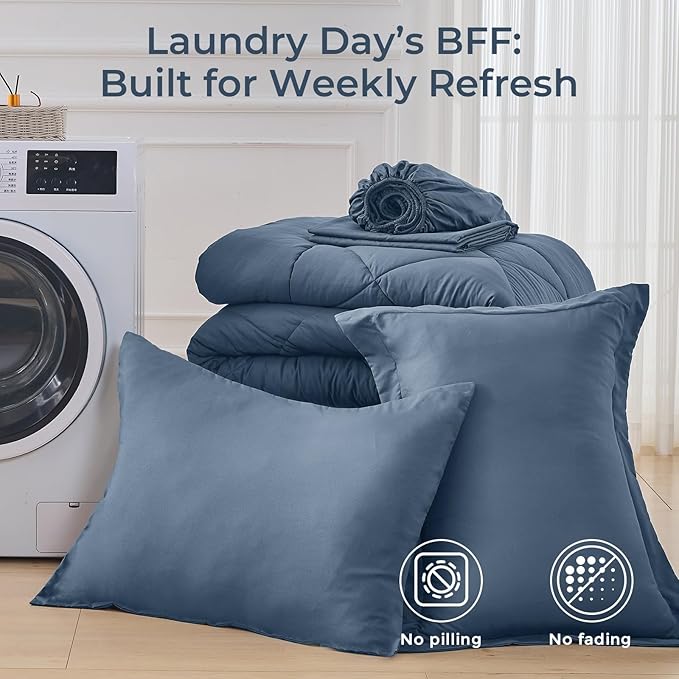 HEVUMYI Dusty Blue Twin-XL Comforter Set - Image 7