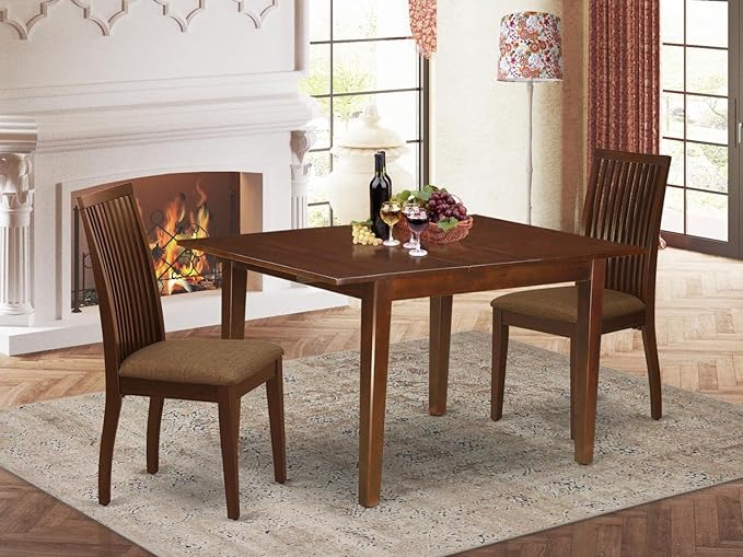 East West Furniture MLIP3-MAH-C 3 Piece Dining Table Set Contains a Rectangle - Image 6