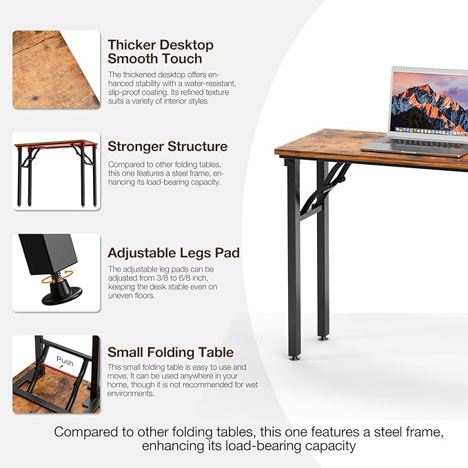 TEMI Small Computer Desk Folding Table - Image 7