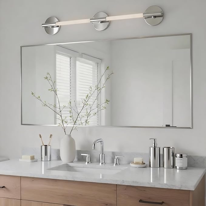 20x40 Inch Nickel Bathroom Mirror - Image 3