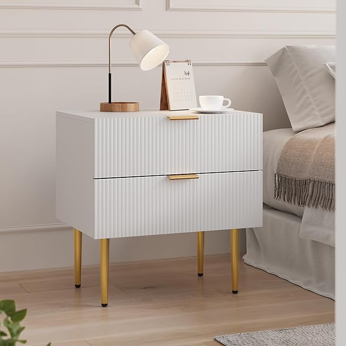 Nightstand, Bedside Table with 2 Drawer, Large Mid Century Modern Nightstand - Image 3