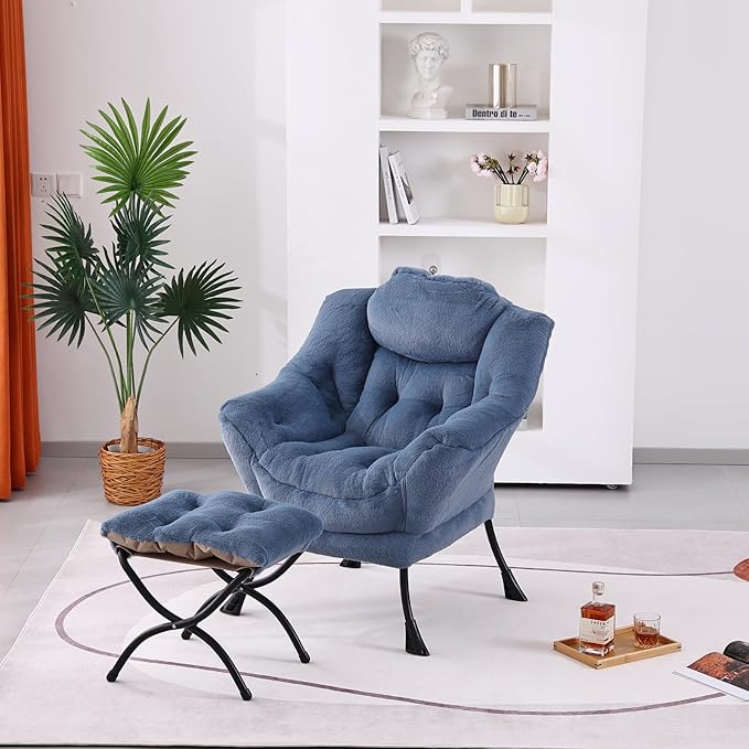 Lazy Chair with Ottoman, Modern Accent Chair Contemporary Lounge Leisure Sofa - Image 7