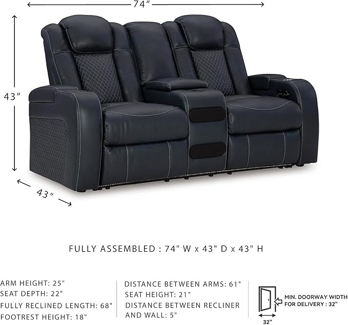 Signature Design by Ashley Fyne-Dyme Contemporary Power Reclining Loveseat - Image 3