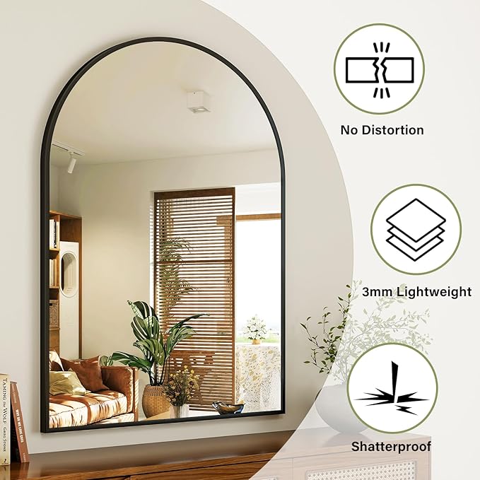 Arch Bathroom Mirror, 24x36 inch Arched Bathroom Mirror/Wall Mounted Vanity - Image 5