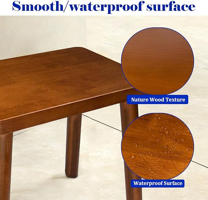 13.4inch Wooden Step Stool for Adults, Small Wooden Stool - Image 5