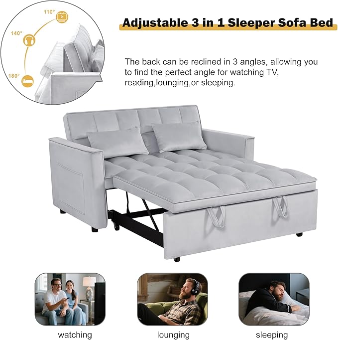 3 in1 Sofa Bed, Pull-Out Sleeper Sofa Bed - Image 7