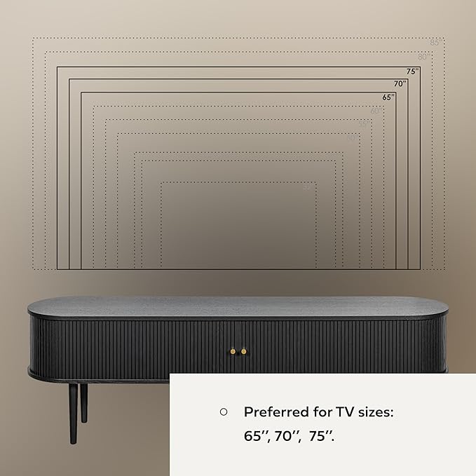 WERMO 71’’ Black TV Stand with Storage and Shelves - Image 6