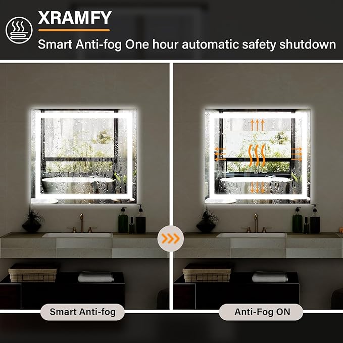 40"x 40" LED Bathroom Mirror, Backlit + Front Lit, LED Bathroom Mirror - Image 6