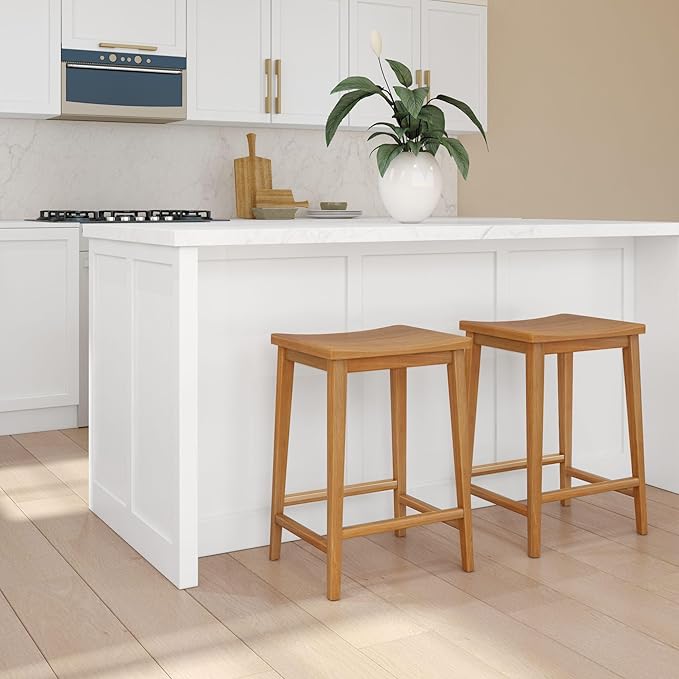 Plank+Beam Smythe Counter Stool, Sturdy Wood Modern Kitchen Counter Height Stool - Image 2