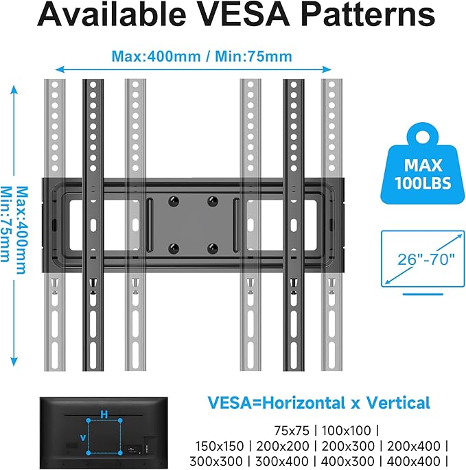Full Motion TV Wall Mount for Most 26"-70" Flat/Curved TV, Swivel Tilt Bracket - Image 4