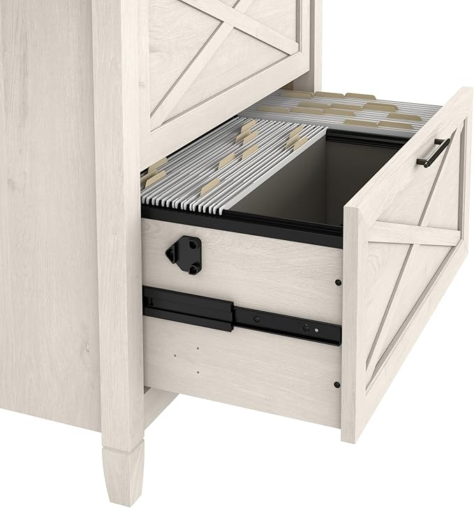 Bush Furniture Key West 2 Drawer Lateral File Cabinet in Linen White Oak | - Image 4