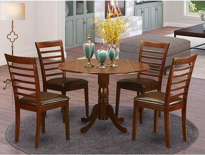 East West Furniture DLML5-MAH-LC 5 Piece Modern Dining Table Set Includes a - Image 6